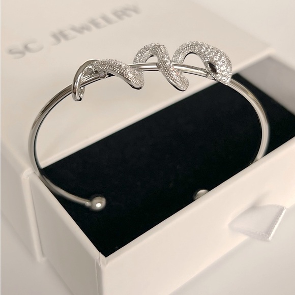 Snake Bangle Silver Bracelet Luxury Bracelet Jewelry Platinum Plated - Picture 5 of 13